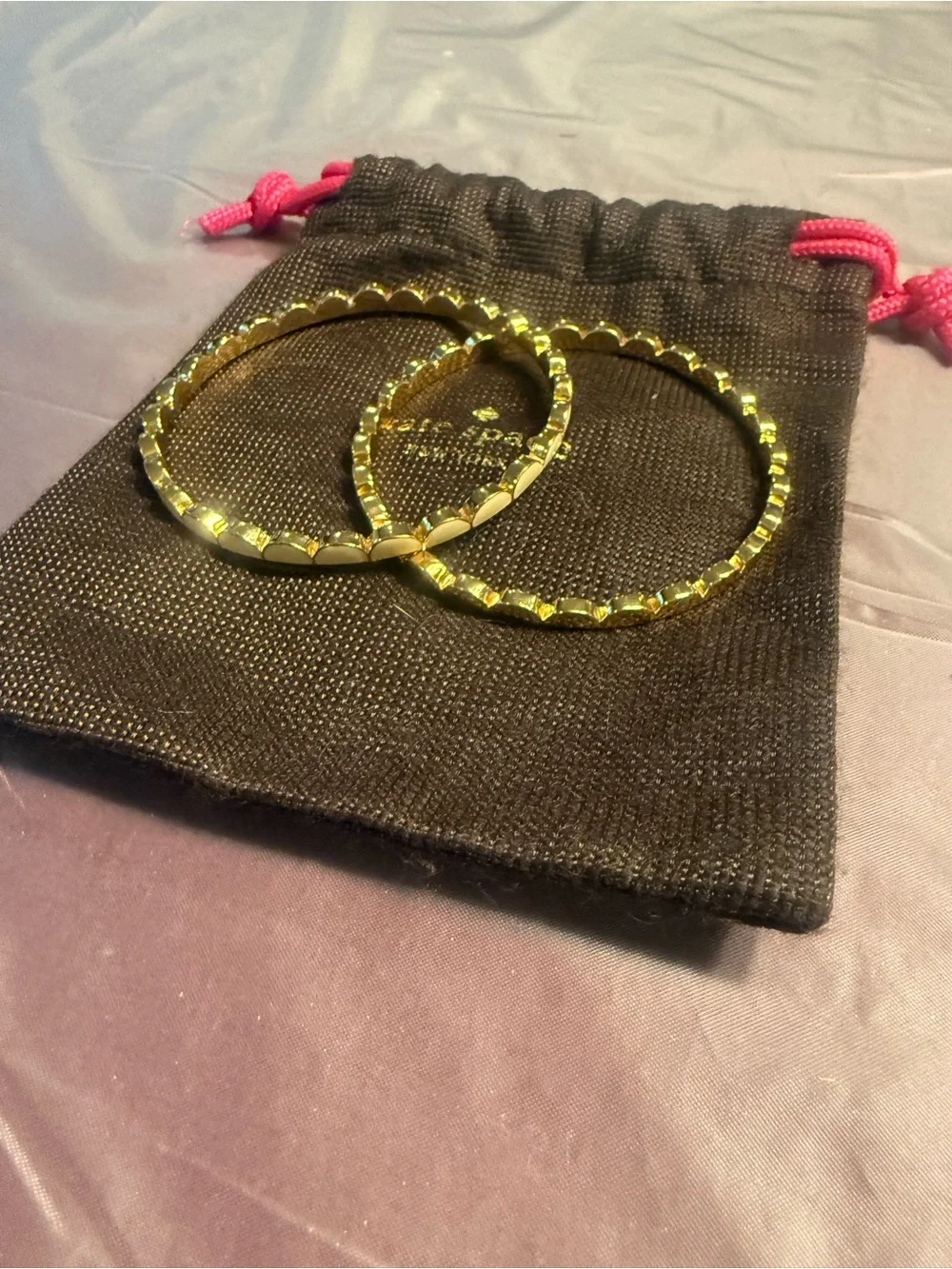kate spade Gold & Cream Enamel Scalloped Stackable Bangle Set w/ Dustbag - Picture 11 of 11
